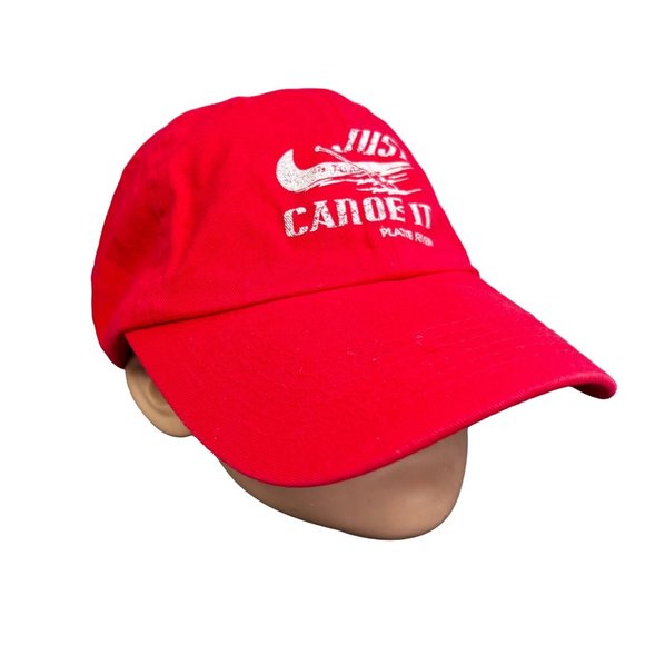 Just Canoe It Hat Platte River Nebraska Strapback Red Cotton Cap One Size - Picture 1 of 6